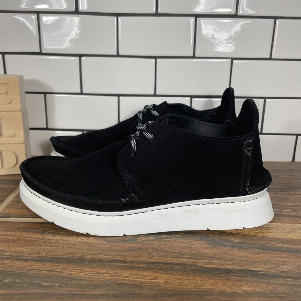 Clarks Originals Seven Womens Size 6 Shoes Black Suede 2 Eye Lace Up Moccasins